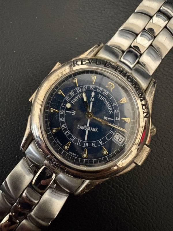 REVUE THOMMEN LANDMARK Quartz Stainless Steel Black Dial Date Function Watch