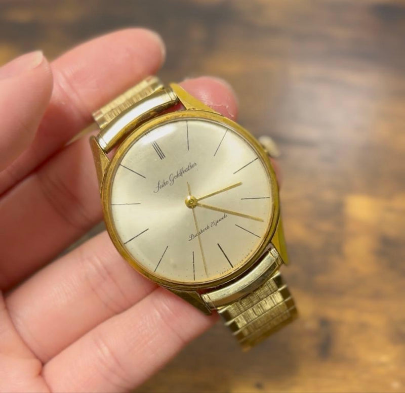 Seiko Goldfeather Mens Hand-Wind Mechanical Watch 14k Gold Plate 25J 1960s