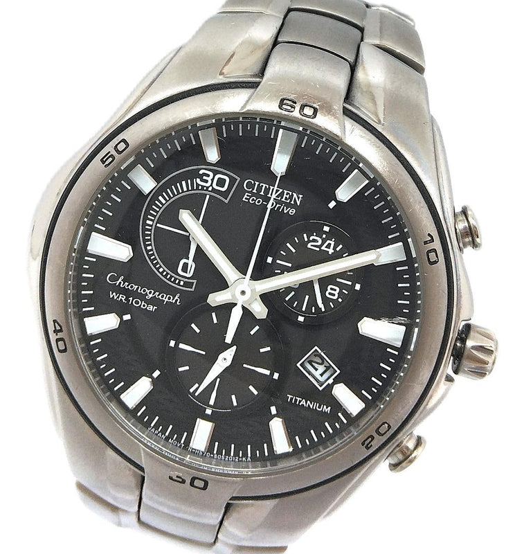 CITIZEN H570-S030757 Mens Eco Drive Solar Titanium 42mm Black Dial Chronograph