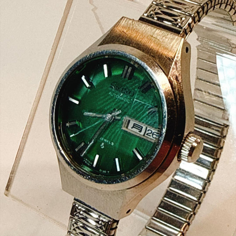 2906-0080 Automatic 24mm Stainless Steel Green Dial Cut Glass Watch