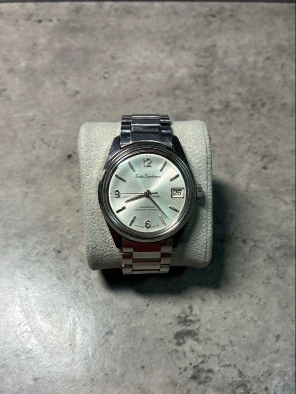 SEIKO Sportsman 6602-7120 Watch Hand-wound 17J SS 35mm Silver Applied Arabic