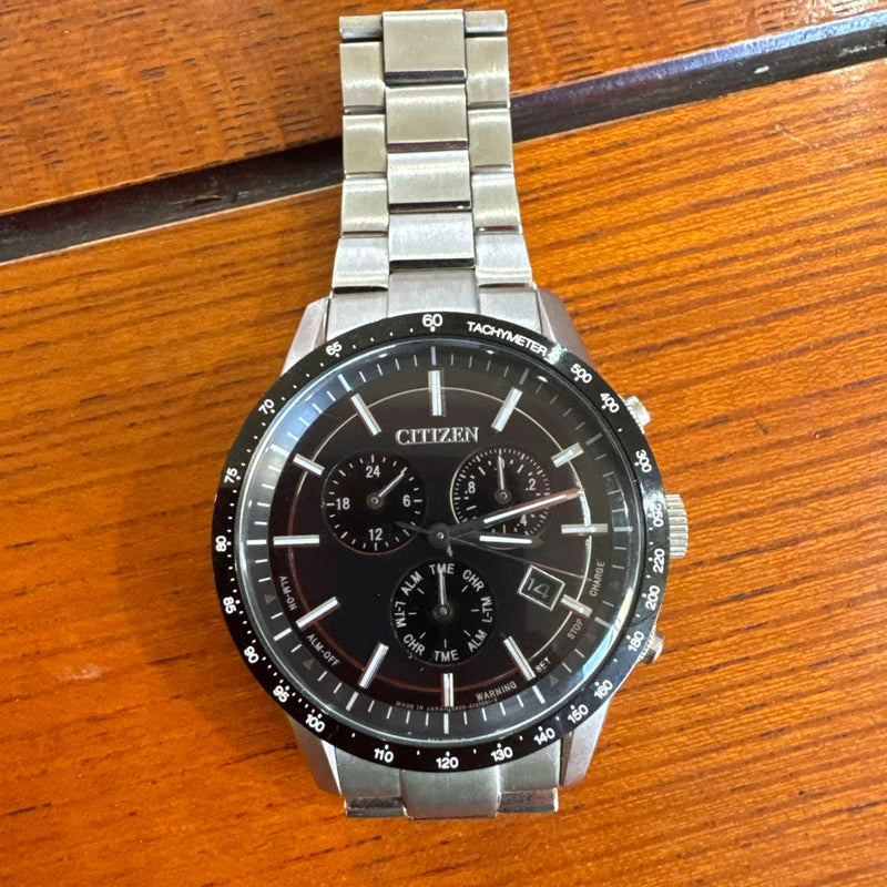 CITIZEN BL5594-59E E820 Eco-Drive Solar Black Dial SS Chronograph Watch