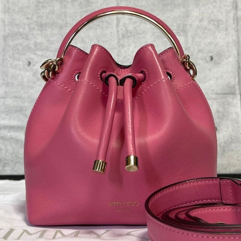 JIMMY CHOO Bon Bon Candy Pink Leather Light Gold Hardware 2WAY Bag W15-16 H17