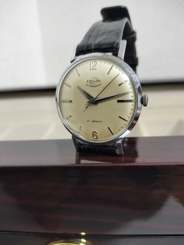 ENICAR ULTRASONIC 1411080 Manual Wind 17J Stainless Steel Back Watch