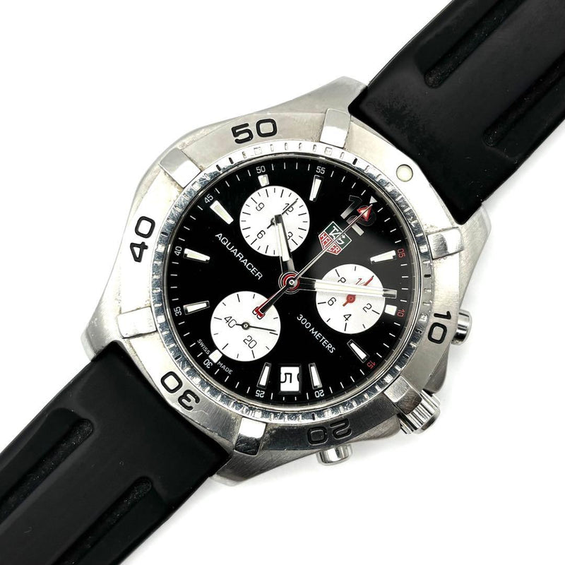 Tag Heuer Aquaracer CAF1110 Mens Quartz Chronograph Diver 42mm Silver Black