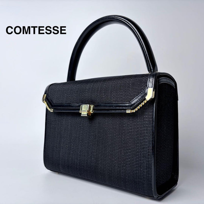 COMTESSE Jackie Handbag Black Horsehair Leather 7.9x5.9x3.1in Top Handle Germany