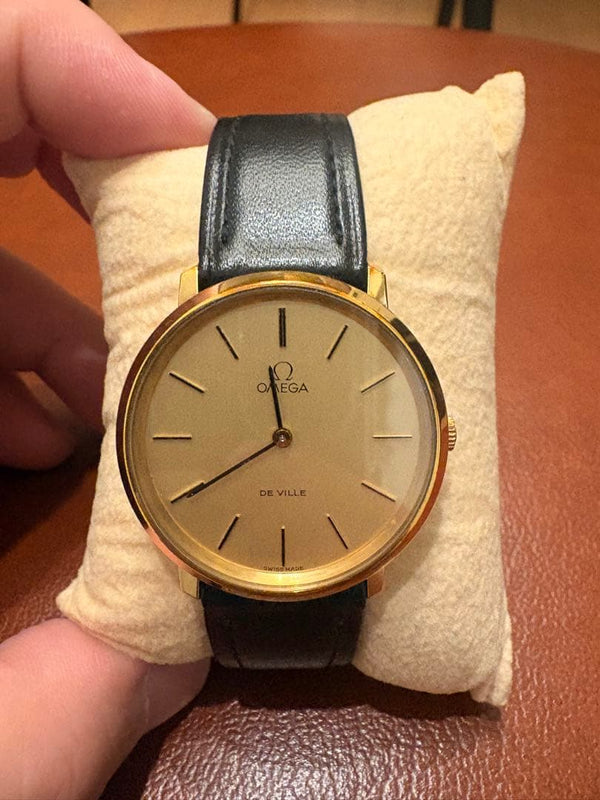 Omega De Ville Hand Wound Mechanical Leather Strap Original Buckle Wristwatch