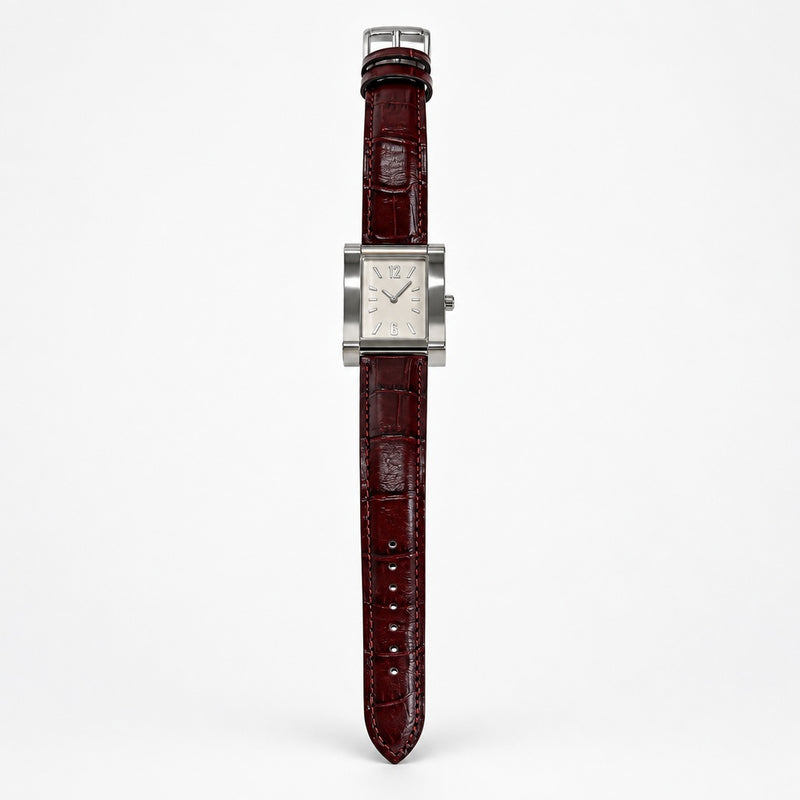 HAMILTON Gramercy 000032 Quartz Square White Dial Date 33x27mm Leather 30M WR