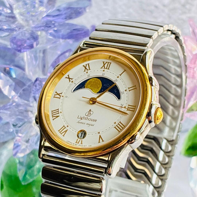 Citizen 230 Lighthouse Moonphase Mens Analog Quartz Watch 16.5cm Wrist