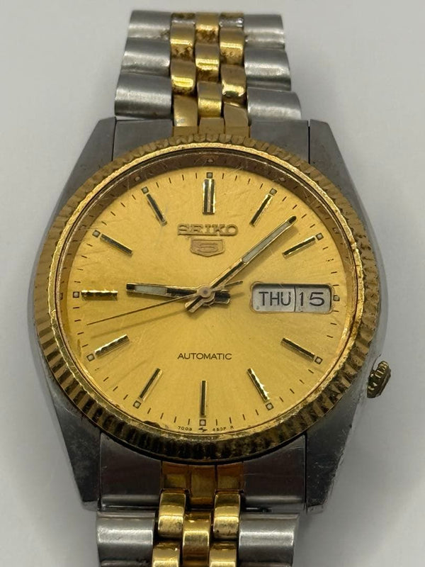 SEIKO 5 Automatic Caliber 7S26-0500 Mens 36mm Case Silver Timepiece 21J DayDate