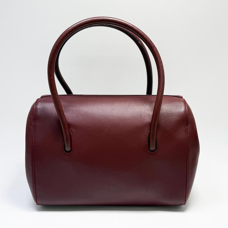 Cartier Must Line Leather Mini Boston Bag Bordeaux H21 W24.5 D14cm Handle 46cm