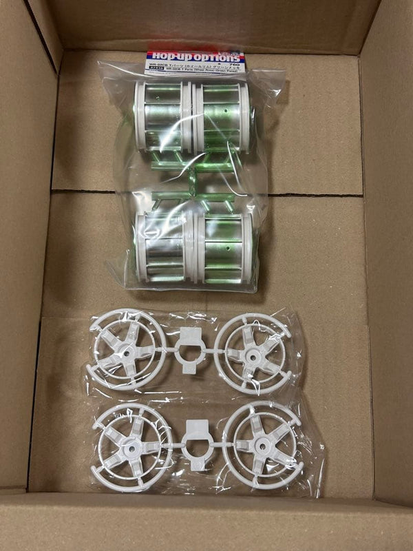 Tamiya WR-02CB Wheel Rim Green Plated Rim Spokes White For Comical Series
