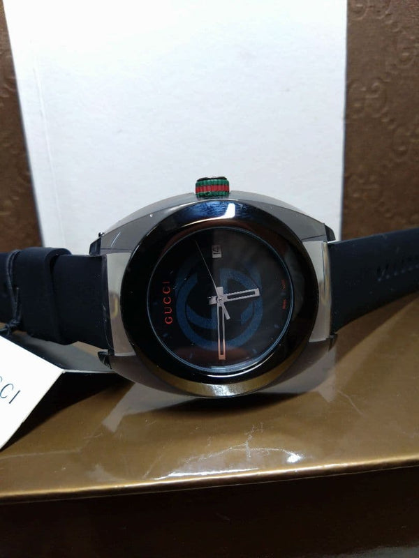 Gucci SYNC Mens Quartz Watch 50mm Black Dial Silicon Rubber 20mm Band