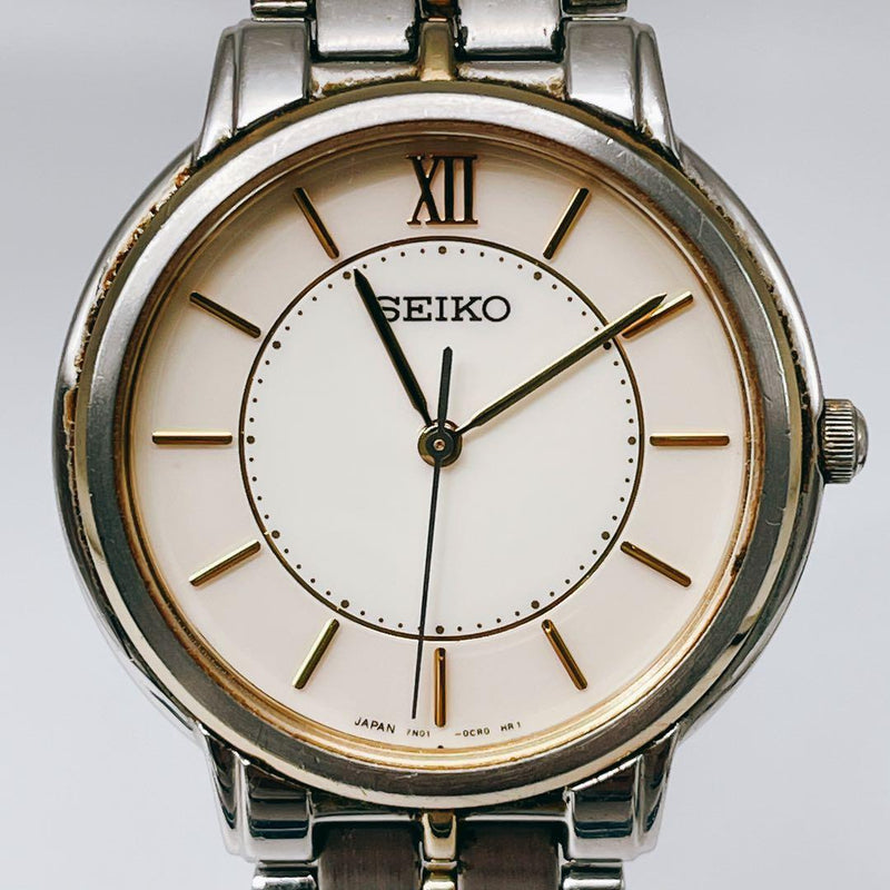 Seiko 7N01-0B C0 Ladies Quartz Silver Gold Two-Tone Stainless Steel Bracelet