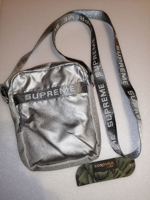 Supreme Silver Nylon Cordura Zip Crossbody Shoulder Bag Mens Womens 2022
