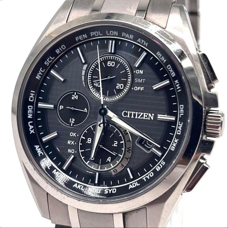 CITIZEN ATTESA H804-T018696 Eco-Drive Solar Titanium 41.5mm Black Dial Gray