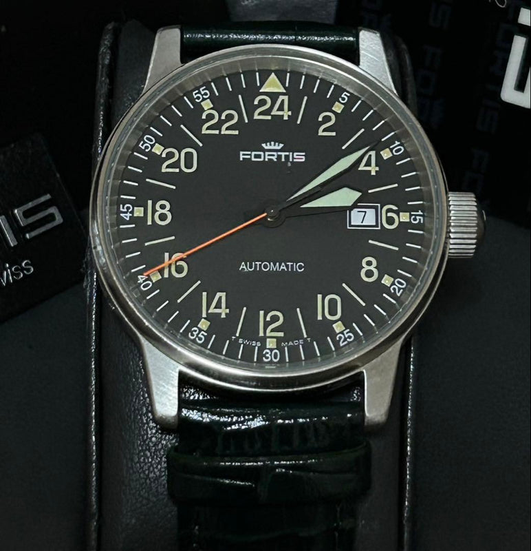 Fortis Flieger Pilot Watch 595.10.46.1 Automatic 40mm Matte Blue 24H Display