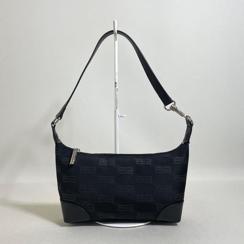 BALENCIAGA 2606-203 Handbag Nylon Leather Black W19 H13 D6cm Handle 51.5cm