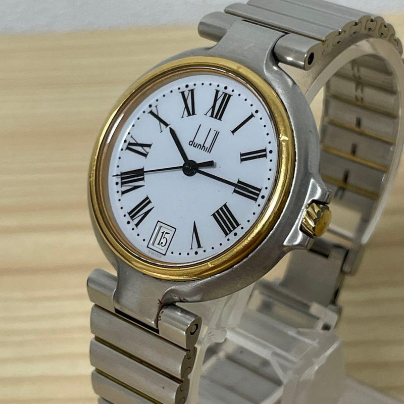 Dunhill Millennium Watch Quartz 32mm Two-Tone Silver Gold White Roman Dial Date