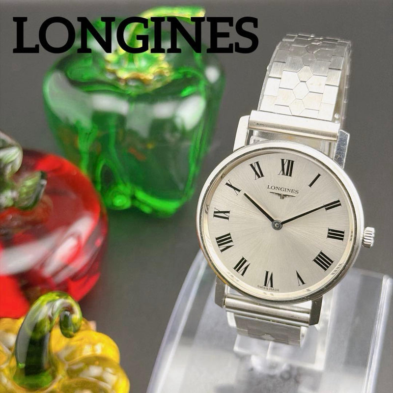 Longines Classic Hand-wound Mens Wristwatch 39.2x33.9mm Case Silver Black Dial