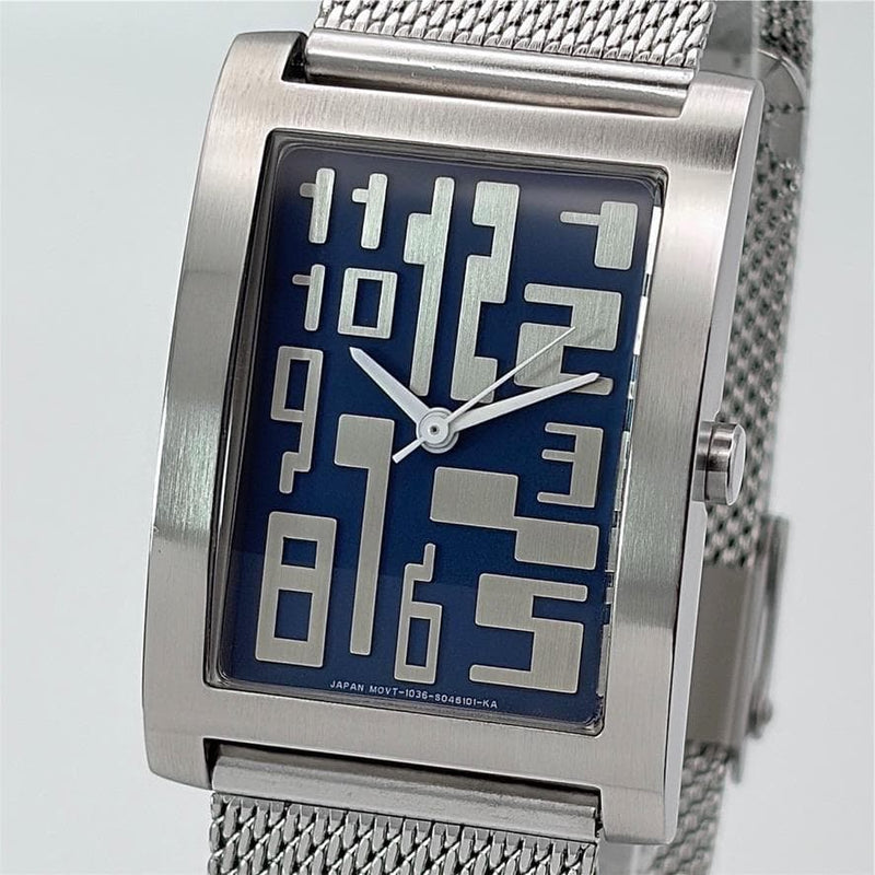 Jean Paul GAULTIER 1036-S011701 Quartz SS Rectangular Watch 38x26mm Blue Mesh