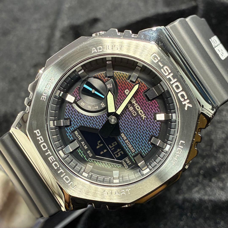 CASIO G-SHOCK GM-2100RW-1A Watch 45mm Analog-Digital Rainbow Brick Wall Metal