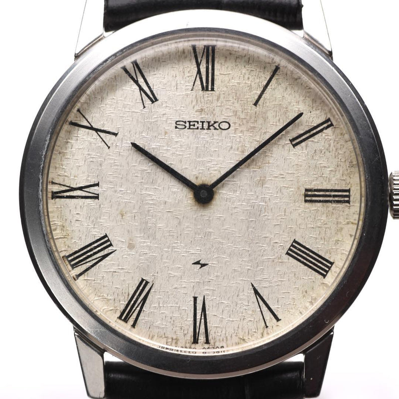 SEIKO Chario 2220-0180 Mens Watch Manual 24J SS 33mm Silver Linen Dial 1970s