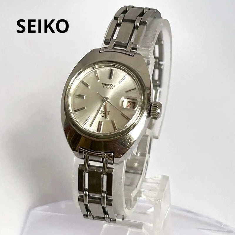 SEIKO CHORUS 2518-0080 Manual Wind Ladies Silver Dial Date 1970s Watch