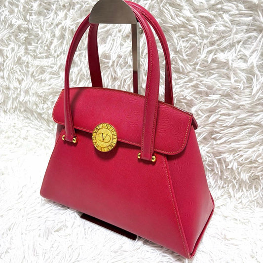 VALENTINO GARAVAN Handbag Medal Nameplate Leather Black H20cm W30cm D13cm 725g
