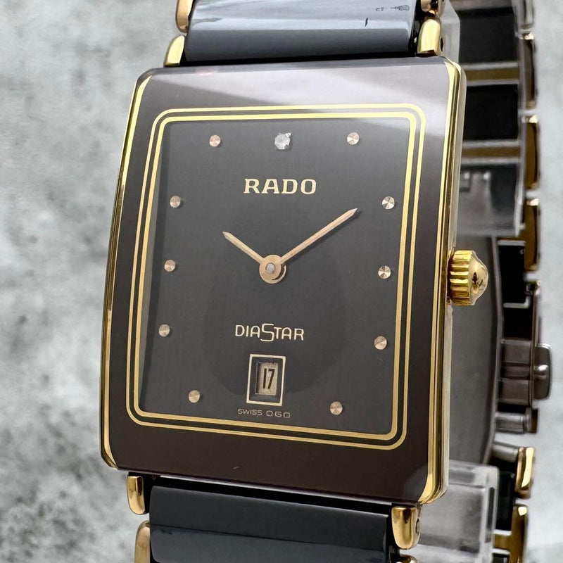 RADO DIASTAR 160.0281.3N Quartz Watch High-Tech Ceramic 23.8mm Black Dial Gold