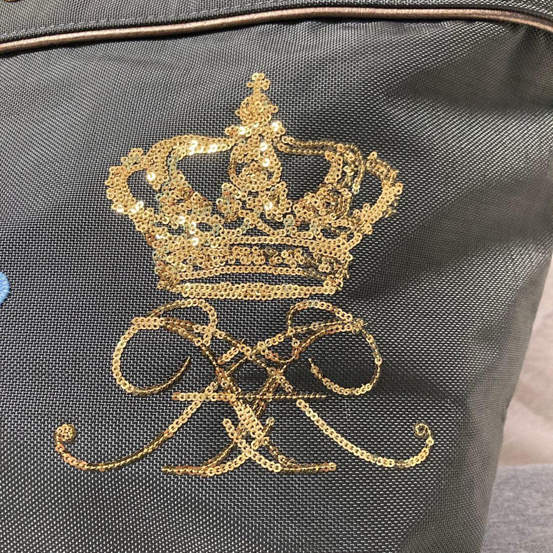 A.D.M.J. Tote Bag A416402 Canvas Sequin Crown Moss Green Gold Multicolor A4