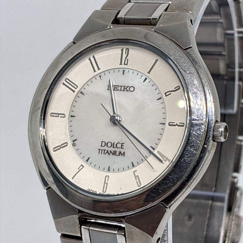 SEIKO Dolce 8J41-6180 Quartz Titanium 32.7mm White Shell Dial Mens Watch 2002