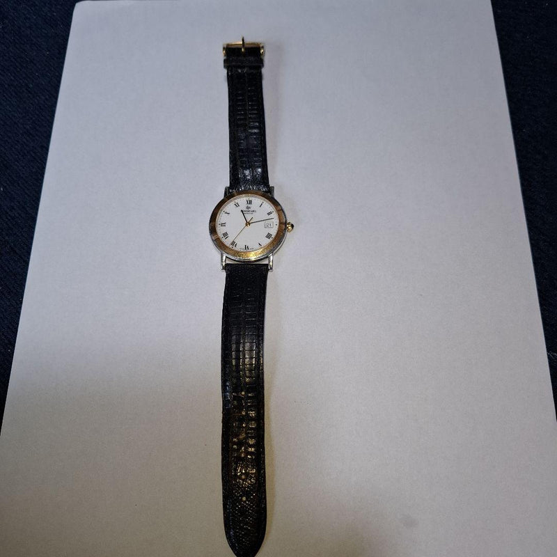 Raymond Weil 9157 Geneve Quartz 34mm Two Tone White Dial Leather Band Watch