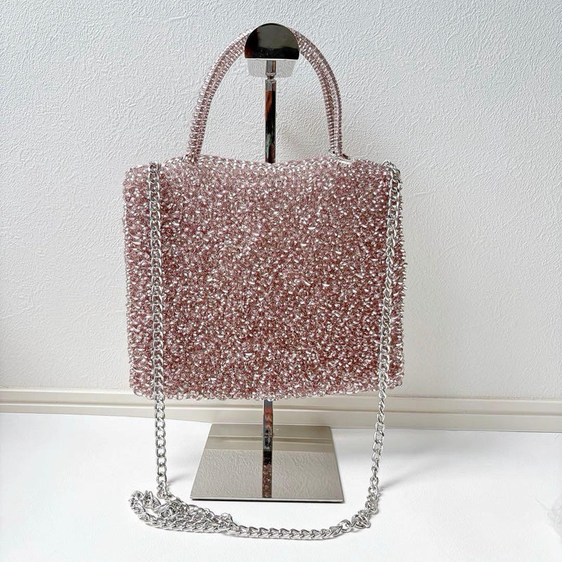 ANTEPRIMA Standard Square Medium Wire Bag Silver Pink H20cm W24cm 2way