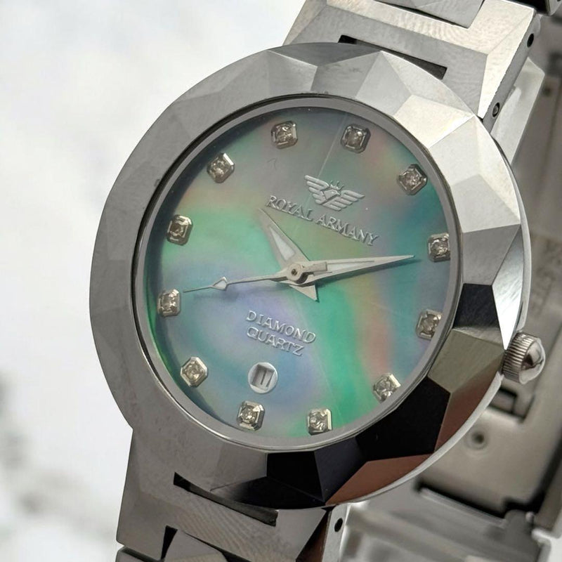 ROYAL ARMANY TN-M020 Mens Quartz Watch Silver Case Blue Dial Date Display