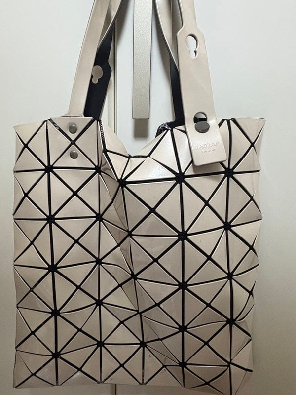 BAOBAO ISSEY MIYAKE Tote Bag Beige Triangular Pieces Geometric Pattern