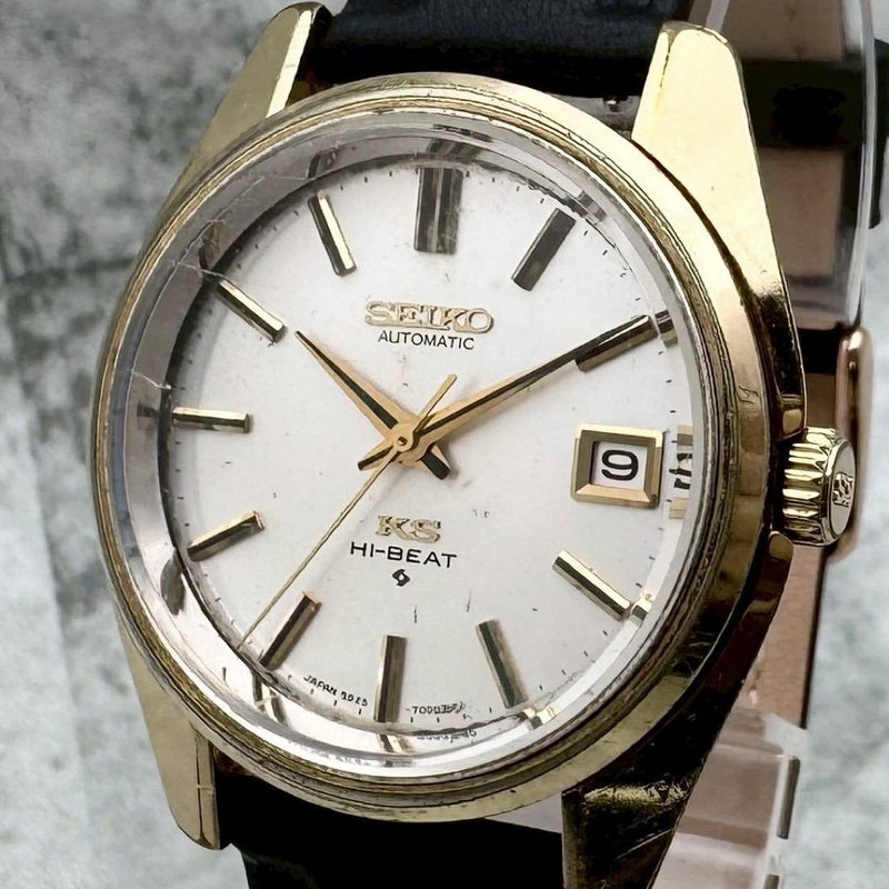 KING SEIKO 56KS 5625-7000 Automatic Hi-Beat Gold 36.5mm White Silver Date Watch
