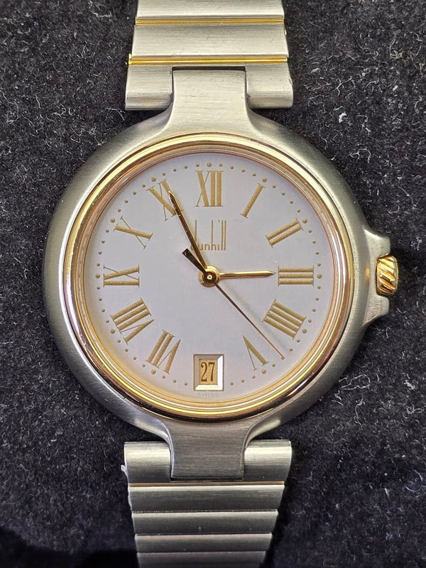 Dunhill Millennium Quartz Watch 31mm Gold Dial Stainless Steel Roman Numeral