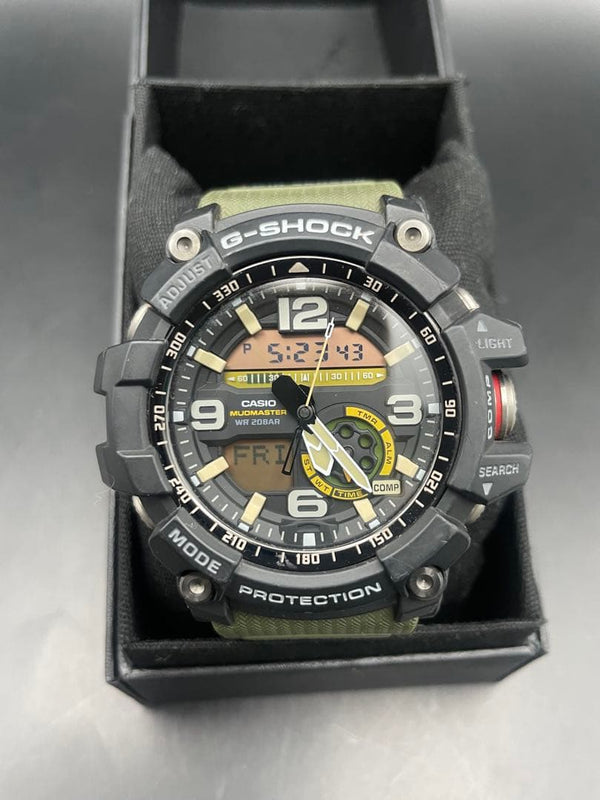 CASIO G-SHOCK Watch Black Khaki Ana-Digi Resin Case Nylon Band Water-Resistant