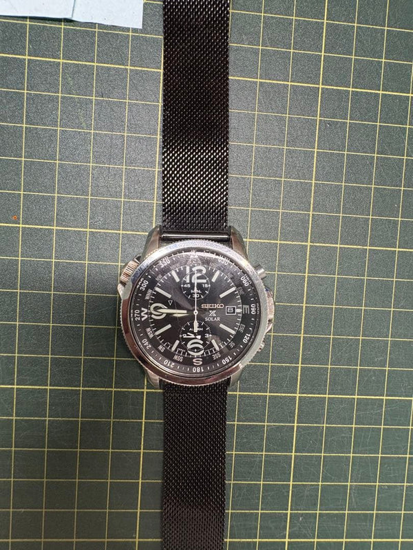 SEIKO Prospex Quartz Solar Chronograph V172-0AL0 Watch Non-OEM Band 42mm 100m