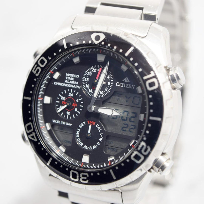 CITIZEN PROMASTER C300-T016880 TA WT Chrono Quartz Watch 41.7mm SS Blk Silver