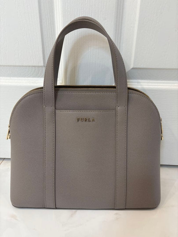 FURLA Handbag Greige Gold Hardware Dome 30cm W 24cm H 13cm D Adjustable Strap