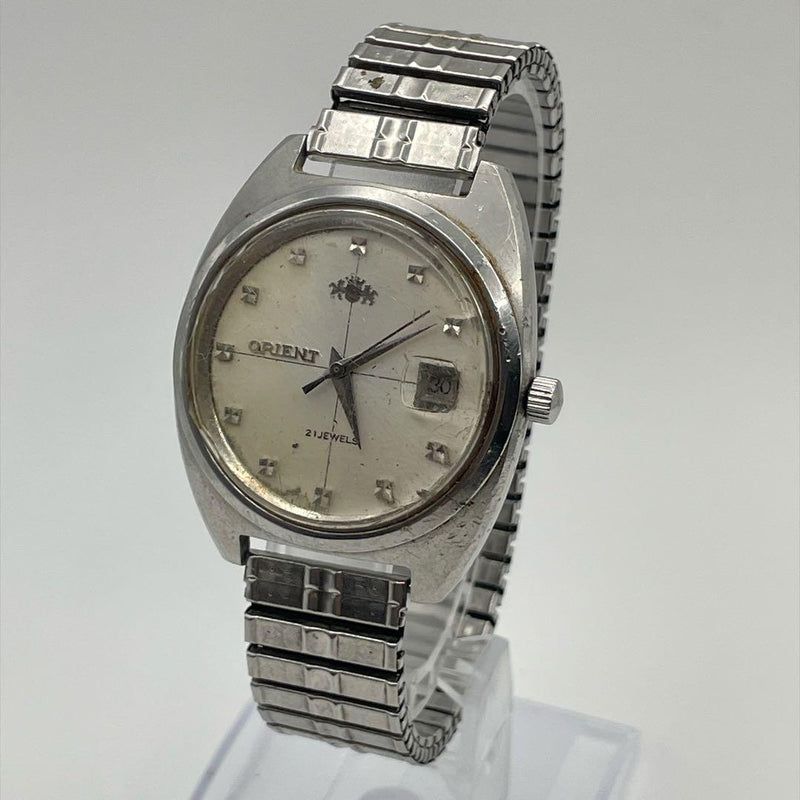 Orient AAA 20102 Automatic Winding Movement 21J Silver Case Date Gents Watch