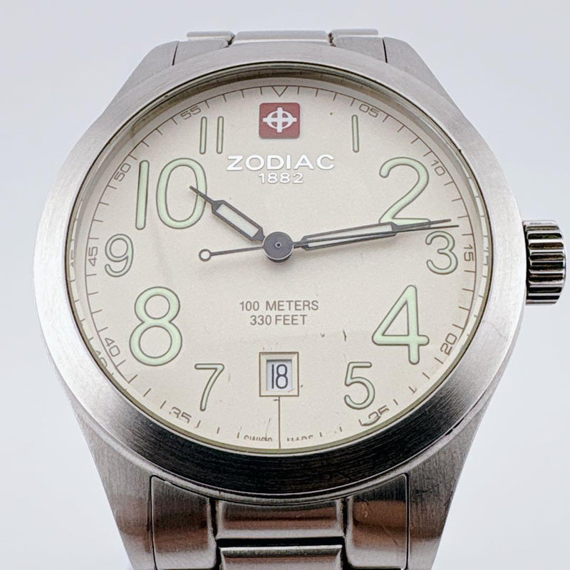 ZODIAC DESERT HAWK ZO2502 Swiss Quartz Stainless Steel 45.4mm Ivory White 100M