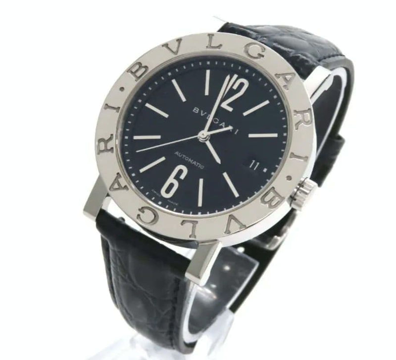 BVLGARI Bulgari Bulgari BB38SL Automatic Watch SS 38mm Black Dial Leather Mens