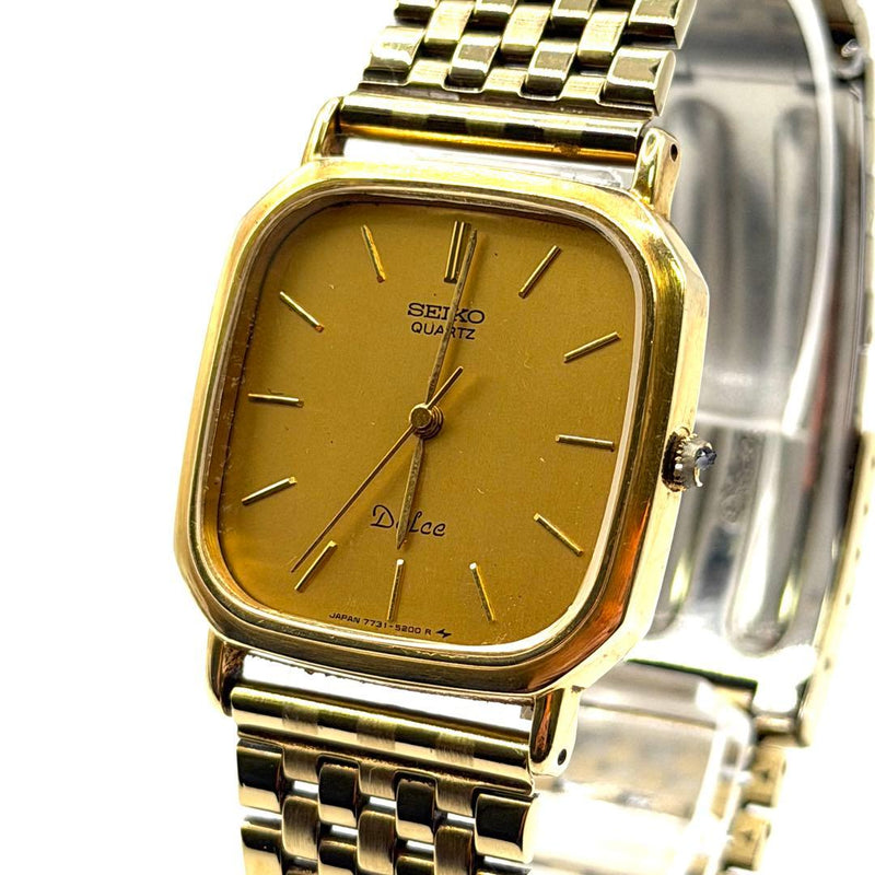SEIKO Dolce 731-5170 Quartz Watch 14KT Gold Plated Stainless Steel Unisex