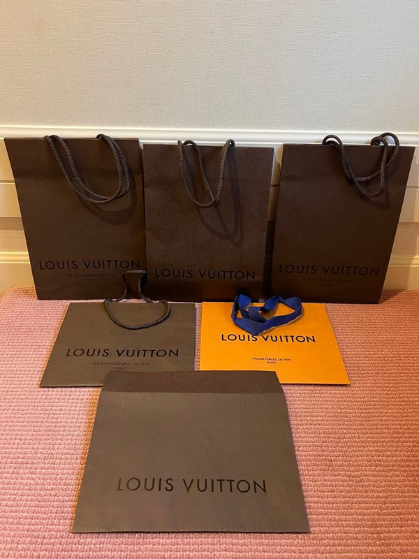LOUIS VUITTON Shopping Tote Paper Bag 6pc Set Brown Orange 28x20x6cm