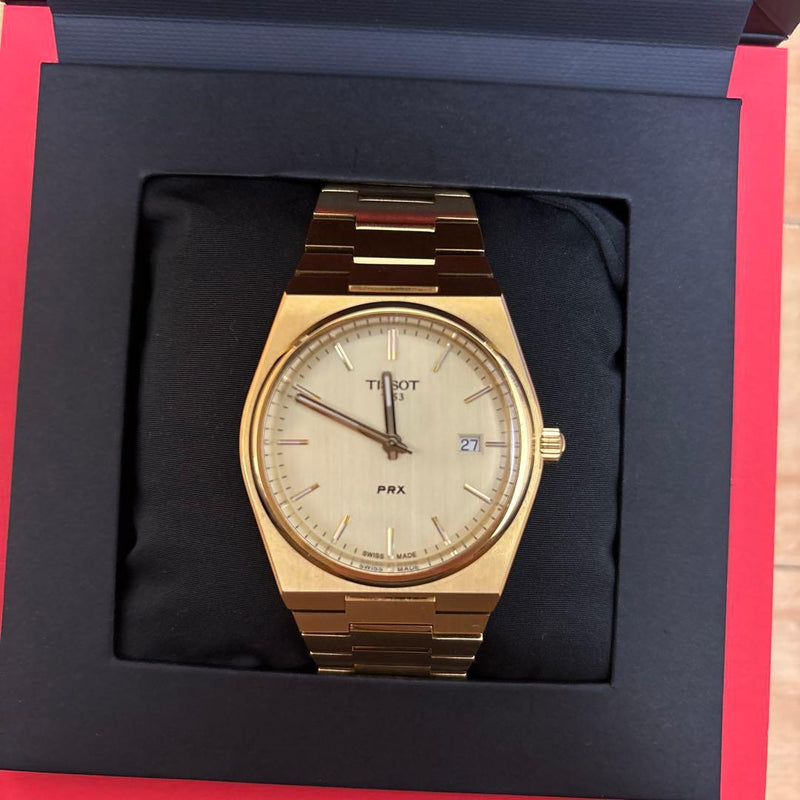 Tissot PRX T137.410.33.021.00 Quartz Watch 40mm Gold PVD 316L Steel Bracelet