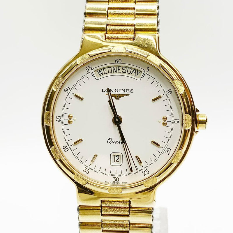 Longines Conquest Automatic Stainless Steel Gold White Day Date Watch A023-26000