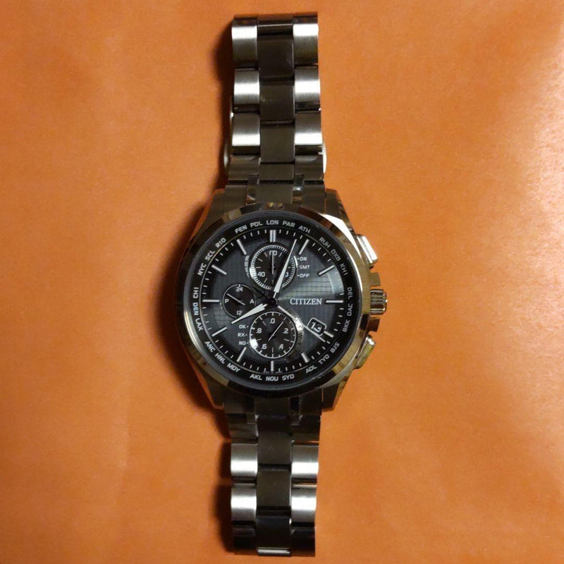 Citizen Attesa AT8040-57E Eco-Drive Solar Radio Titanium Black Dial 100m Watch